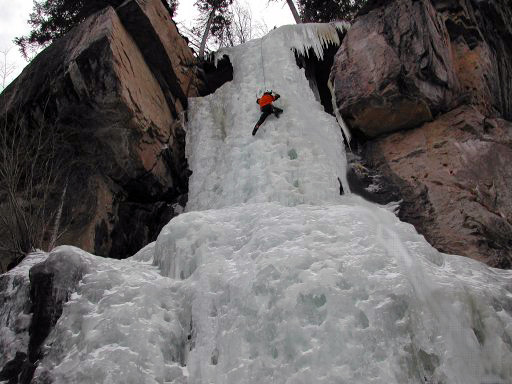 Ice climbing, Hidden Falls, Wild Basin, south of Estes Park, Colorado