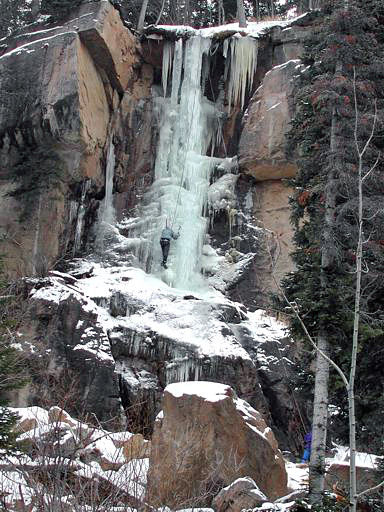 Early season ice in late November at Hidden Falls, Wild Basin, RNMP, Colorado