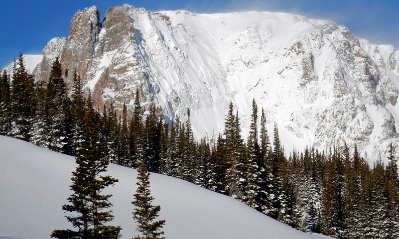 Notchtop Mountain NE face plastered with snow - March 24th, 2018