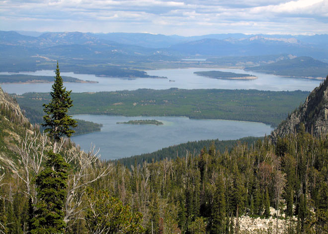 Leigh and Jackson Lakes from Holly Lake camp area - Grand Teton National Park