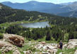 Suzy hiking back down the trail from Lion Lake No 2 to No 1