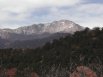 Pikes Peak from the Garden of the Gods Visitors' Center, winter, early 2003