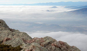 View looking south along the foothills from the summit of Horsetooth Rock on October 30th, 2016, at Fort Collins, Colorado