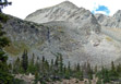 Distant view of waterfall below Lake of the Clouds in the Never Summer Range