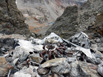 View of wreckage in Airplane Gully with unnamed lake far below