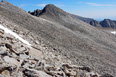 Looking back across the scree slope at Peak 12,878 from the North Slopes of Shoshoni Peak
