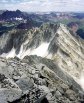 View from near the summit of Snowmass Mountain, looking back down the southeast ridge toward Hagerman Peak