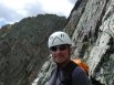 John Benson, 2nd or 3rd belay on the diamond Wall, Snowy Range, Wyoming