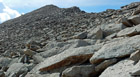 Looking up at the last 500 vertical feet of the North Ridge to the summit of Storm Peak