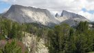 Haystack Mountain, Steeple Peak, and East Temple Peak, taken looking east from the trail north of Big Sandy Lake