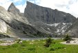 Steeple Peak and East Temple Peak, from Deep lake in the Wind River Range