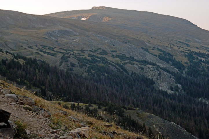 Distant view from timberline of Mount Ida on the Continental Divide