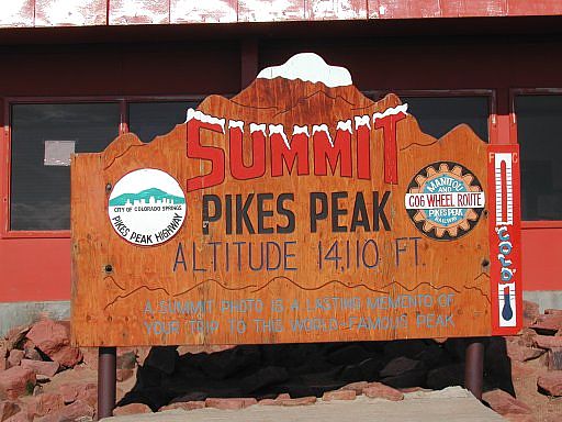 Pikes Peak summit sign