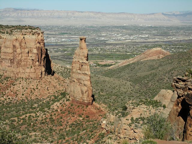 Independence Monument with Grand Junction in the background, taken from the viewing platform at the end of Otto's Trail