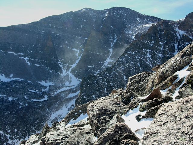 Cold north face of Mt Meeker, from east slopes of Mt Lady Washington