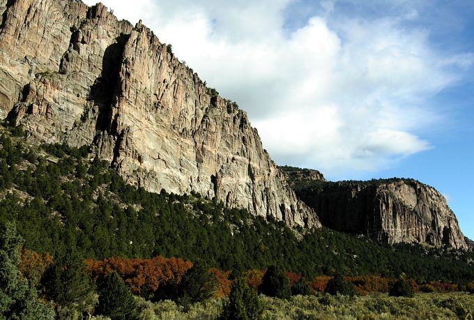 East end of Sunday Wall with Hidden Valley Wall on the right, Unaweep Canyon