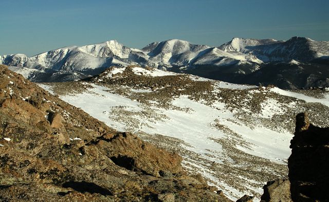 Winter view looking northeast from east slopes of Mt Lady Washington